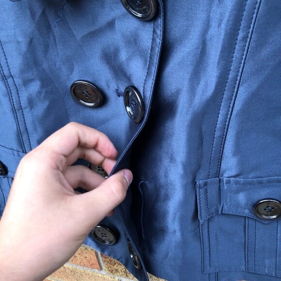 2007 Silk Cropped Burberry Jacket Size 6 Blue - Picture 7 of 7